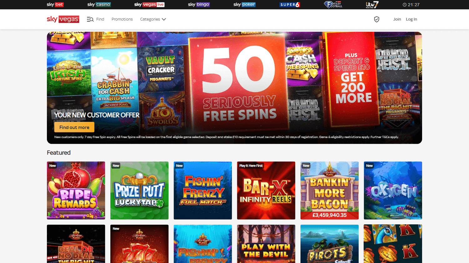 Sky Vegas Casino Desktop screenshot